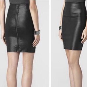 All Saints Black Wax-coated Pencil Skirt- size 10